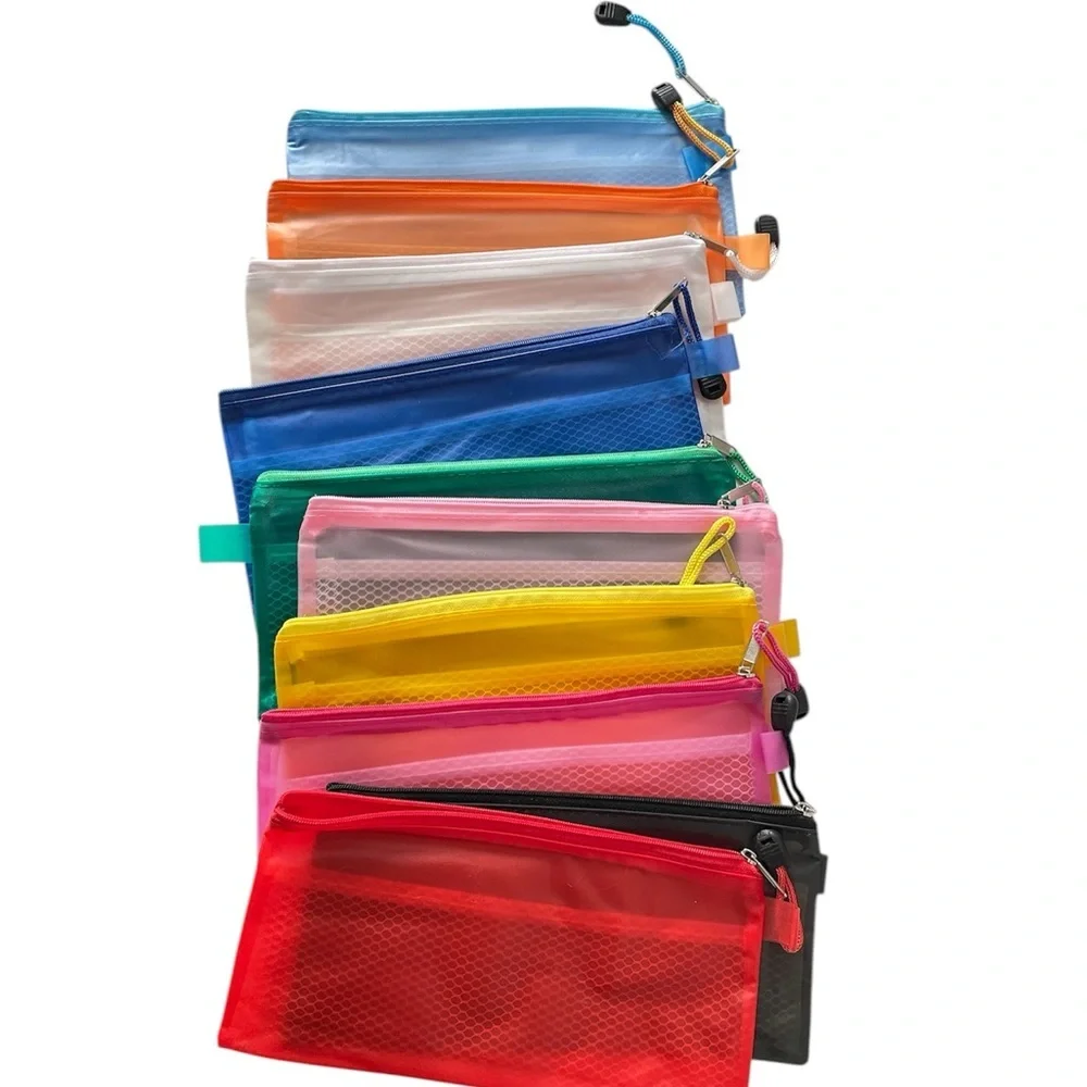 10Pcs Multicolor Craft Organizer/ Pencils Holder Zipper Bags Pouch Set